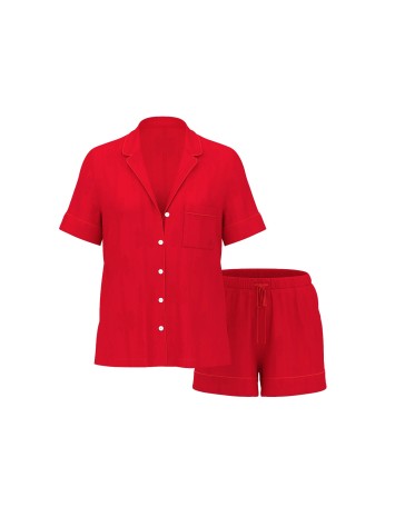 Пижама Glazed Satin Bow Short Pajama Set Lipstick Bow Jacquard