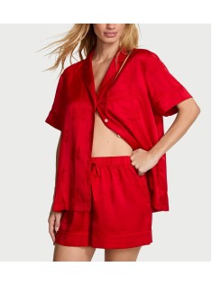 Піжама Glazed Satin Bow Short Pajama Set Lipstick Bow Jacquard