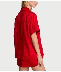 Піжама Glazed Satin Bow Short Pajama Set Lipstick Bow Jacquard