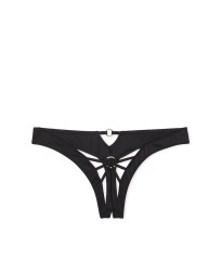 Трусики Black Strappy Crotchless Thong Knickers