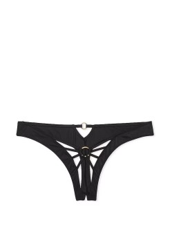 Трусики Black Strappy Crotchless Thong Knickers