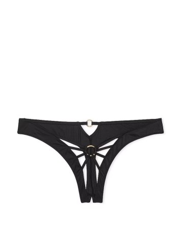 Трусики Black Strappy Crotchless Thong Knickers