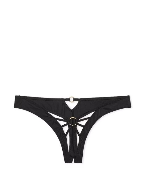 Трусики Black Strappy Crotchless Thong Knickers
