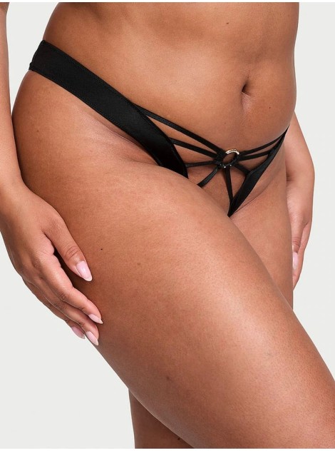 Трусики Black Strappy Crotchless Thong Knickers