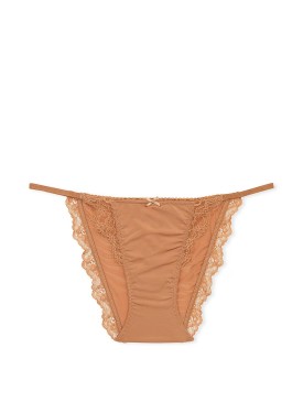 Трусики Dream Angels Lace Trim String Bikini Panty Toffee