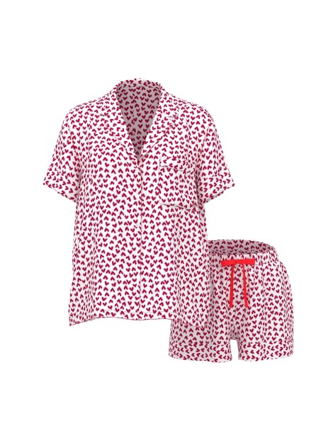 Піжама Satin Short PJ Set White Scattered Hearts
