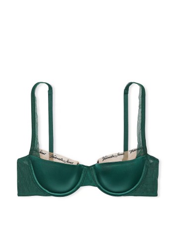 Бюст Logo Embroidery Lightly Lined Balconette Bra Set Green Mystique