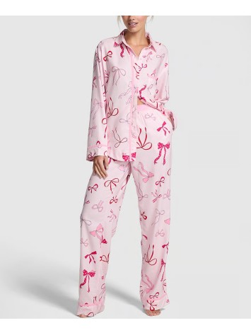 Пижама Pink Flannel Long Pajama Set Bow