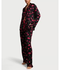Піжама Glazed Satin Long Pajama Set Black Cherries