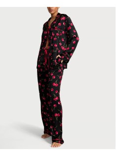 Пижама Glazed Satin Long Pajama Set Black Cherries