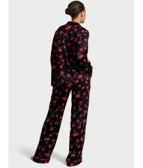 Піжама Glazed Satin Long Pajama Set Black Cherries