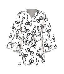Халат Satin Short Robe White Black Bow