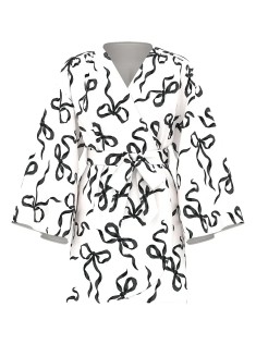 Халат Satin Short Robe White Black Bow