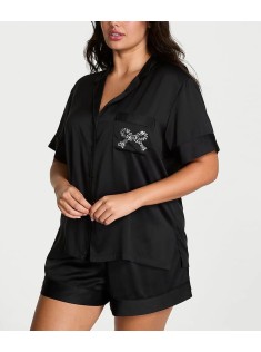 Пижама Glazed Satin Short Pajama Set Diamante Bow