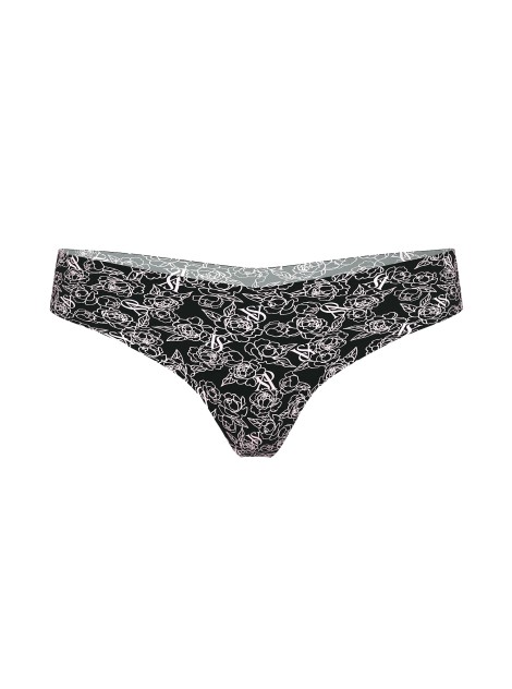 Трусики No-Show Thong Panty Black Sketch Floral