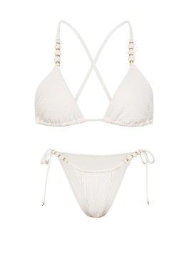 Купальник Beach Beads Triangle Bikini Brazilian Set Coconut White