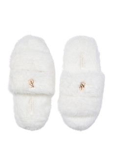 Домашние тапочки Luxe Plush Double Strap Slippers Coconut White