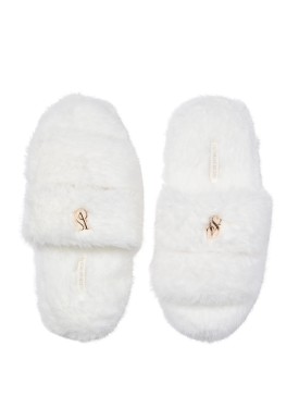Домашні капці Luxe Plush Double Strap Slippers Coconut White