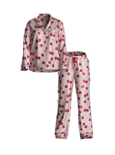Пижама Glazed Satin Long Pajama Set Cherries