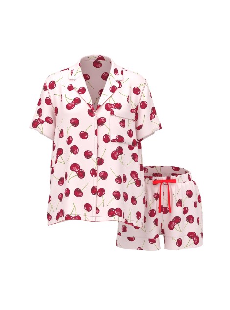 Піжама Signature Satin Short Pajama Set Cherries