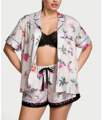  Піжама Glazed Satin Short Pajama Set Peony Floral