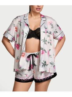  Піжама Glazed Satin Short Pajama Set Peony Floral
