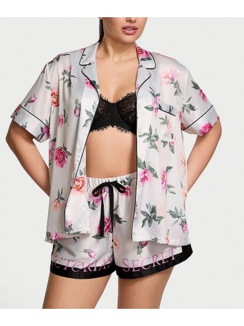 Пижама Glazed Satin Short Pajama Set Peony Floral