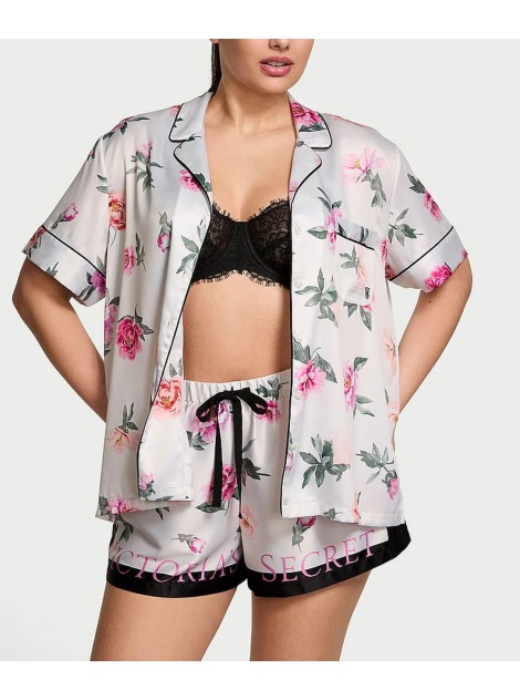 Пижама Glazed Satin Short Pajama Set Peony Floral