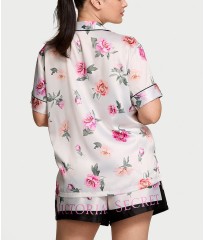  Піжама Glazed Satin Short Pajama Set Peony Floral