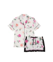  Піжама Glazed Satin Short Pajama Set Peony Floral