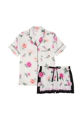 Пижама Glazed Satin Short Pajama Set Peony Floral