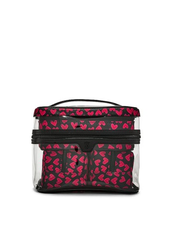 Косметичка Victoria's Secret  4-Piece Makeup Bag Set Black Grounded Heart