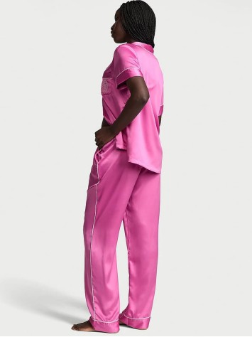 Піжама Glazed Satin Short-Sleeve Long Pajama Set