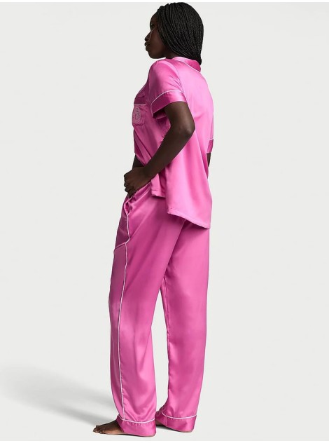 Піжама Glazed Satin Short-Sleeve Long Pajama Set