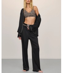 Піжама Glazed Satin Shine Long Pajama Set Black