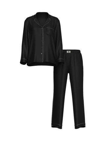 Пижама Glazed Satin Shine Long Pajama Set Black