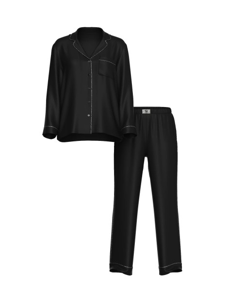 Пижама Glazed Satin Shine Long Pajama Set Black