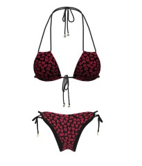 Купальник Twist Rope Convertible Triangle Bikini Top Itsy Set Black & Red Hearts