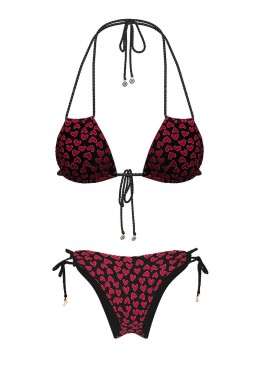 Купальник Twist Rope Convertible Triangle Bikini Top Itsy Set Black & Red Hearts