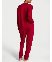 Піжама 100% Cotton Shine Long Pajama Set Red Lacquer Bling Patch