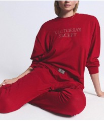 Піжама 100% Cotton Shine Long Pajama Set Red Lacquer Bling Patch