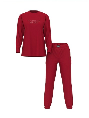 Пижама 100% Cotton Shine Long Pajama Set Red Lacquer Bling Patch