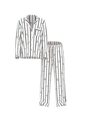 Піжама SoSoft Modal Long Pajama Set Coconut White Floral Stripes