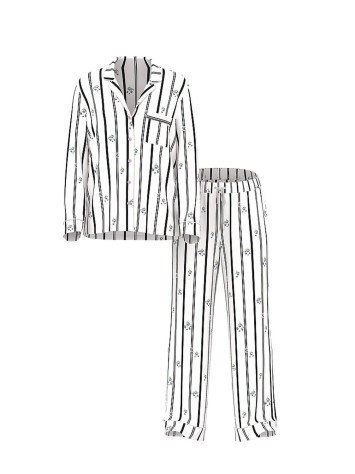 Піжама SoSoft Modal Long Pajama Set Coconut White Floral Stripes