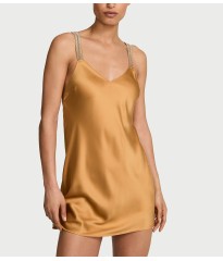 Пеньюар Gradient Shine Strap Satin Slip Dress Palomino Gold