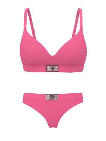 Комплект Shine Patch Lightly Lined Wireless Bra Thong Rose Garden Pink