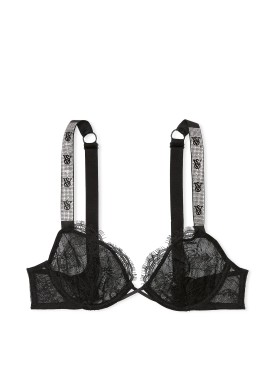 Бюстгальтер Shine Strap Unlined Low-Cut Lace Demi Bra Black