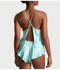 Піжама Satin Open-Back Cami & Shorts Set Canal Blue