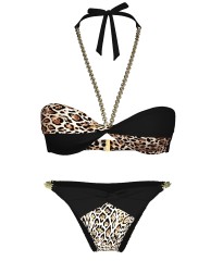 Купальник Archives Chains Halter Bandeau Top Brazilian Bikini Bottom Leopard