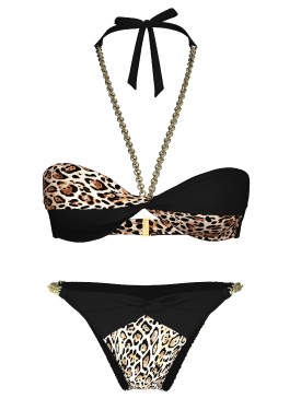 Купальник Archives Chains Halter Bandeau Top Brazilian Bikini Bottom Leopard
